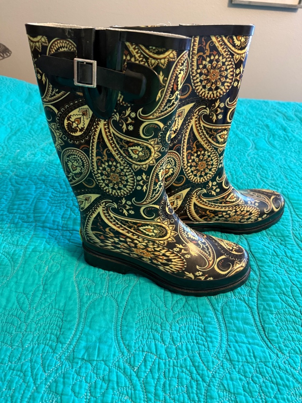 Western Chief Black Wild Paisley Rain Boot